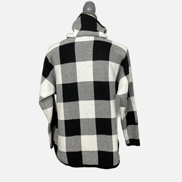 Adrienne Vittadini Pullover Turtle Neck Sweater Top Plaid Black White Small - Picture 2 of 10